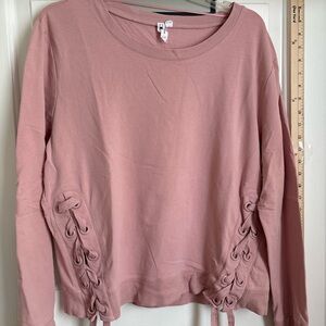 Cable & Gauge Pink Lace-Up Women's Top